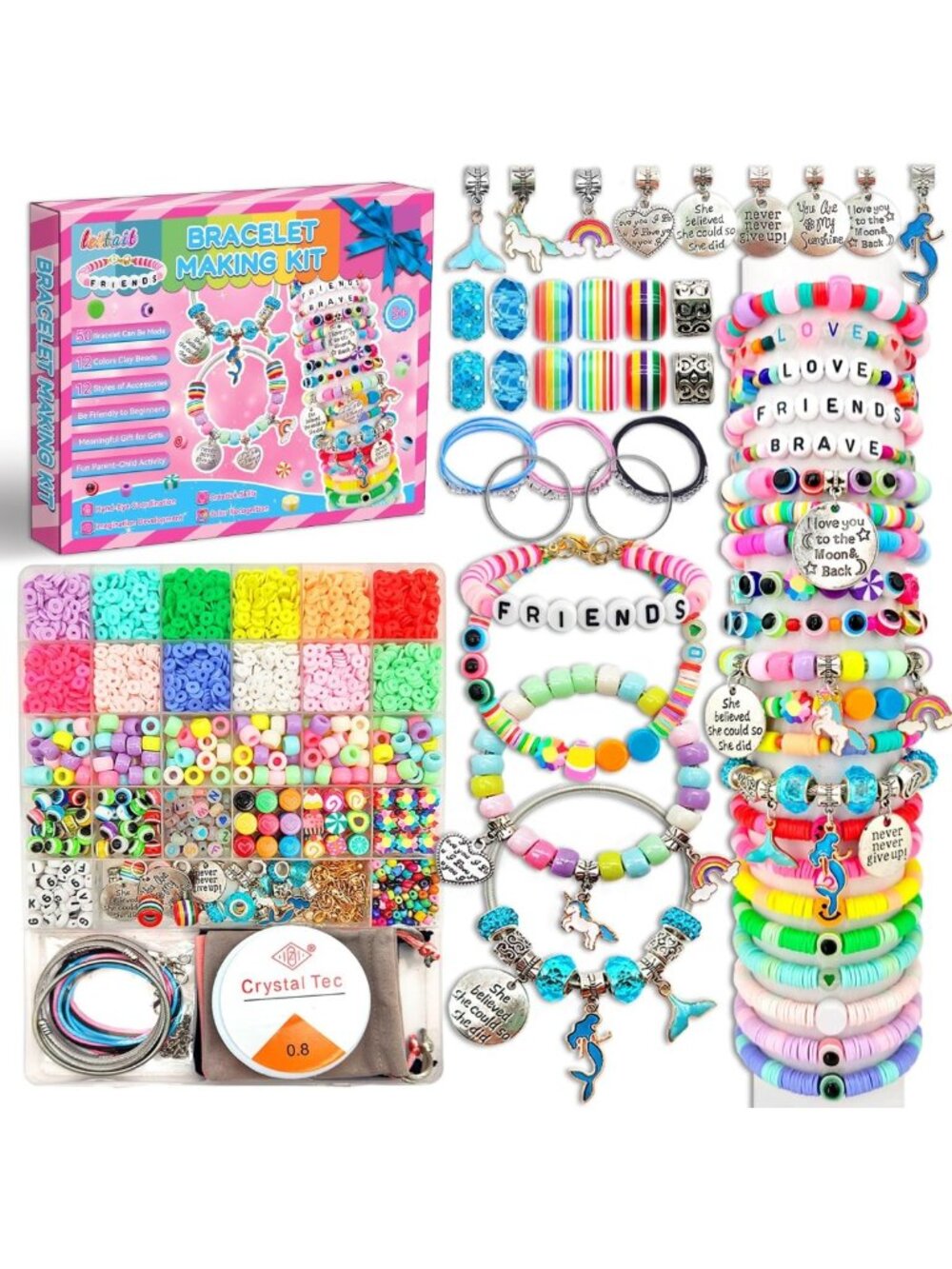 Girls Charm Bracelet Making Kit - 3400pcs Unicorn & Mermaid Jewelry Supplies
